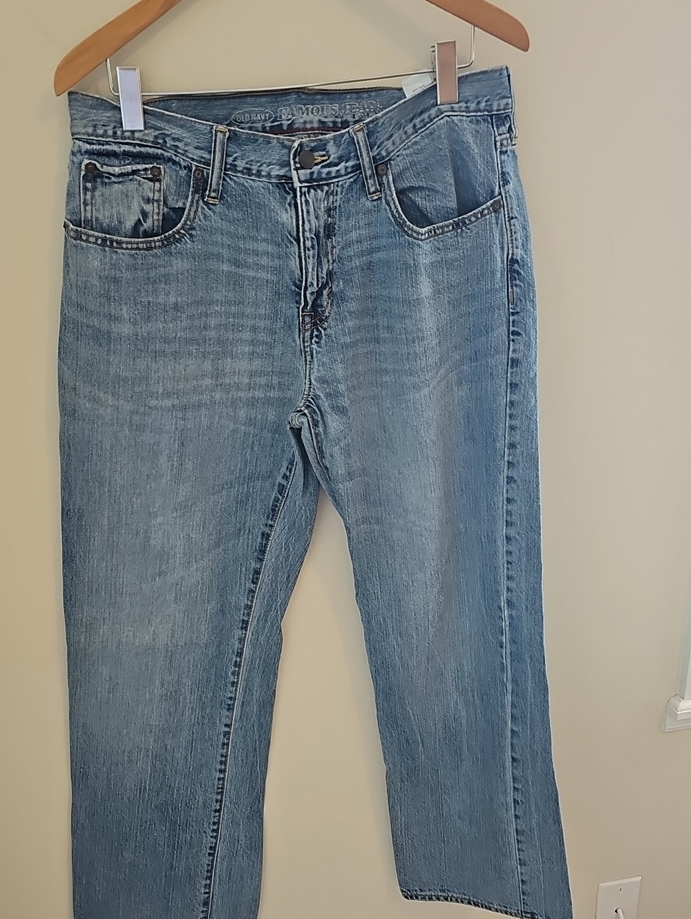 Old Navy Famous Jean Loose Straight Mens Size 34 Blue Light Wash Denim Cotton